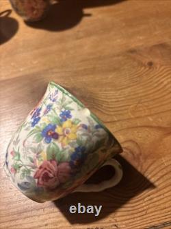 Vintage X13 Piece Cup & Saucer Set Chintz MidWinter Brama Floral Stand Coffee