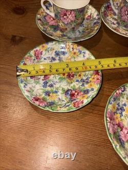 Vintage X13 Piece Cup & Saucer Set Chintz MidWinter Brama Floral Stand Coffee