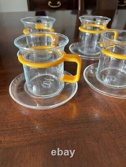 Vintage Yellow Bodum Coffee Espresso Set of 6 Cups with Saucers