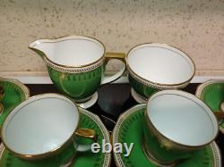 Vintage c1938 Spode Copelands Ryde Green Gilt 18 Pcs Coffee/Demitasse Set