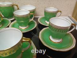 Vintage c1938 Spode Copelands Ryde Green Gilt 18 Pcs Coffee/Demitasse Set