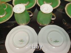 Vintage c1938 Spode Copelands Ryde Green Gilt 18 Pcs Coffee/Demitasse Set