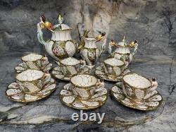Vintage capodimonte 15 Piece Coffee Set Made In Italy Gold Accents