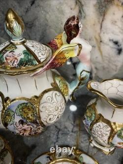 Vintage capodimonte 15 Piece Coffee Set Made In Italy Gold Accents