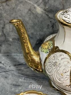 Vintage capodimonte 15 Piece Coffee Set Made In Italy Gold Accents