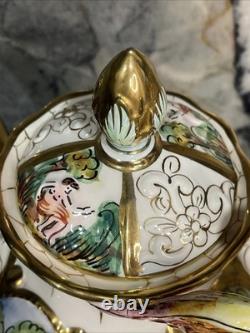 Vintage capodimonte 15 Piece Coffee Set Made In Italy Gold Accents