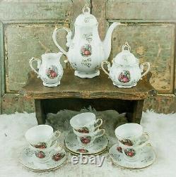 Vintage coffee set Limoges scenery Pot Sugar Creamer Coffee Cups Porcelain