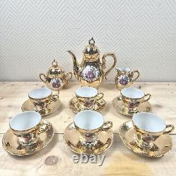 Vintage coffee set Limoges scenery Pot Sugar Creamer Coffee Cups Porcelain