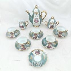 Vintage coffee set Limoges scenery Pot Sugar Creamer Coffee Cups Porcelain