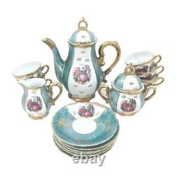 Vintage coffee set Limoges scenery Pot Sugar Creamer Coffee Cups Porcelain