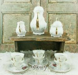 Vintage coffee set Limoges scenery Pot Sugar Creamer Coffee Cups Porcelain