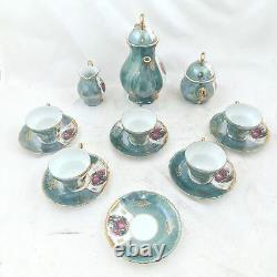 Vintage coffee set Limoges scenery Pot Sugar Creamer Coffee Cups Porcelain