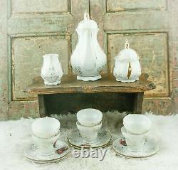 Vintage coffee set Limoges scenery Pot Sugar Creamer Coffee Cups Porcelain