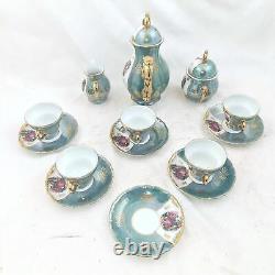 Vintage coffee set Limoges scenery Pot Sugar Creamer Coffee Cups Porcelain