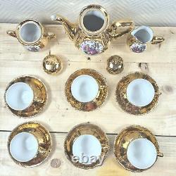 Vintage coffee set Limoges scenery Pot Sugar Creamer Coffee Cups Porcelain