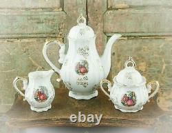 Vintage coffee set Limoges scenery Pot Sugar Creamer Coffee Cups Porcelain