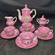 Vintage Coffee Set Limoges Scenery Pot Sugar Creamer Coffee Cups Porcelain Rose