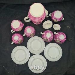 Vintage coffee set Limoges scenery Pot Sugar Creamer Coffee Cups Porcelain Rose