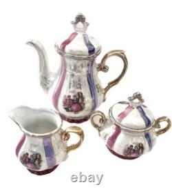 Vintage coffee set creamer, kettle, sugar pot, cups with saucer, Christmas gift