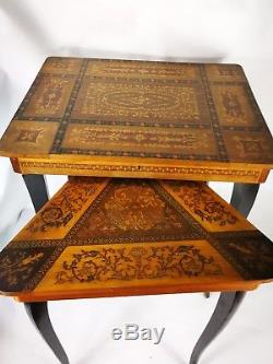 Vintage coffee table set wood with music box tables a Cafe carillon tavolini
