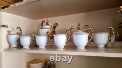 Vintage design Tea/Coffee set with teapot in white and gold color