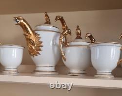 Vintage design Tea/Coffee set with teapot in white and gold color