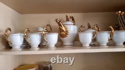 Vintage design Tea/Coffee set with teapot in white and gold color