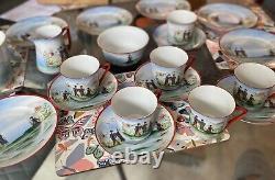 Vintage japanese tea coffee set From 1920's. 6 Teacups, 5 Saucers, 6 Side Etc