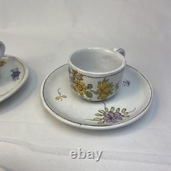 Vintage martres tolosane France espresso coffee cup saucer set farmhouse cottage