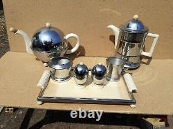 Vintage old Antique Heatmaster Set Tea Coffee Milk Sugar Eggs Tray 1930 art deco