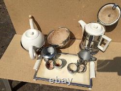 Vintage old Antique Heatmaster Set Tea Coffee Milk Sugar Eggs Tray 1930 art deco