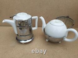 Vintage old Antique Heatmaster Set Tea Pot Coffee pot 1930 art deco metal pair 2