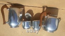 Vintage old Retro 1940s 50s Tea Coffee Set Metal Picqot Ware England