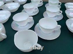 Vintage retro kitsch 1970 Federal Glass Iridescent Tea Coffee Set MOONLGLOW x33