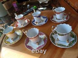 Vintage set of Gilt Edged Footed Demitasse Coffee/Moccha Cups & Saucers