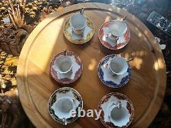 Vintage set of Gilt Edged Footed Demitasse Coffee/Moccha Cups & Saucers