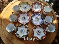 Vintage set of Gilt Edged Footed Demitasse Coffee/Moccha Cups & Saucers