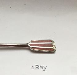 Vintage solid silver and enamel coffee spoon set, Birmingham 1936