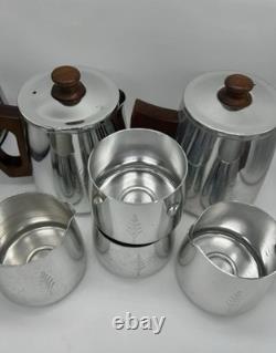 Vintage sona aluminium coffee pot, sugar bowls, milk jugs and trays
