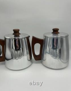 Vintage sona aluminium coffee pot, sugar bowls, milk jugs and trays