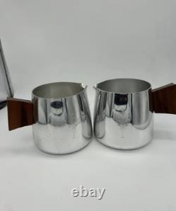 Vintage sona aluminium coffee pot, sugar bowls, milk jugs and trays