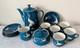 Vintage Tea Or Coffee Set In Teal Blue With Cranes Design Made In China