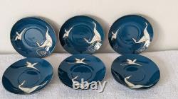 Vintage tea or coffee set in teal blue with cranes design Made in China