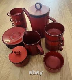 Vtg 1960/70s Villeroy & Boch Granada Luxembourg Tea Coffee Red Set 16Piece