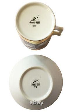 Vtg'60's Piero FORNASETTI Milano Cammei Oro Mug Cup Saucer / Gilded / Cameos