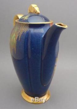 Vtg Carlton Ware Porcelain Storks Demitasse Coffee Tea Set Enamel Gold Blue