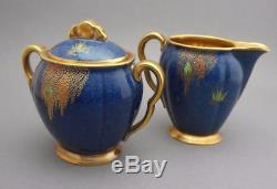 Vtg Carlton Ware Porcelain Storks Demitasse Coffee Tea Set Enamel Gold Blue
