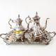Vtg Fb Rogers Silver Plate Lady Margaret Coffee Tea Service Set, Footed