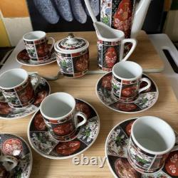 Vtg Japanese Porcelain Arita Imari Ware Peacock Teapot/ Sugar/ Creamer Set /of 9