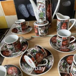 Vtg Japanese Porcelain Arita Imari Ware Peacock Teapot/ Sugar/ Creamer Set /of 9